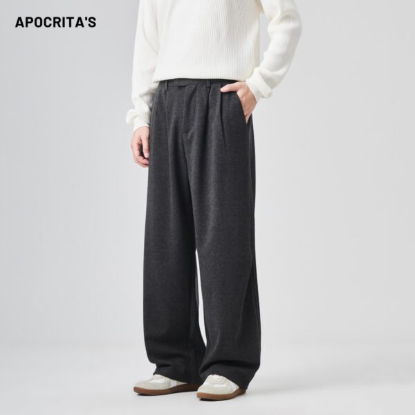 APO OEM Men's Casual Trousers Loose Straight-leg Versatile Soft Smooth Anti-wrinkle Long Pants for Autumn Winter