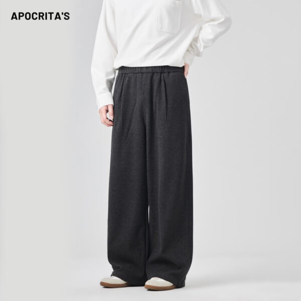 APO OEM Mens Fleece Wide Straight Leg Stacked Sweatpants Oversized Pants Unisex Trousers