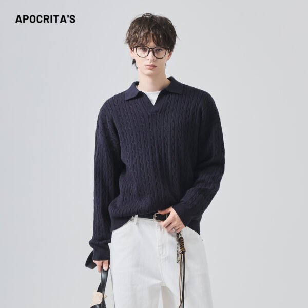 APO Anti-Wrinkle Warm Loose Casual High-end Sweater for Men and Women in Autumn Winter with for Collar Knit Sweater